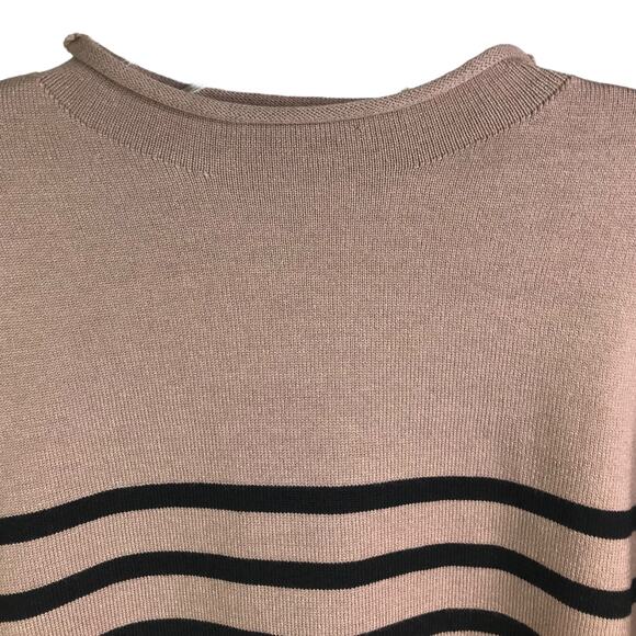 2 Piece Set Womens M Brown Striped‎ Knit Pullover Sweater Wide Leg Pants - Picture 6 of 10